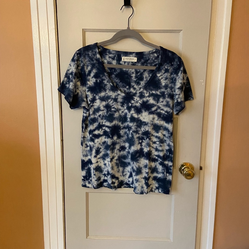 Lucky Brand Blue and White Tie-Dye T-Shirt